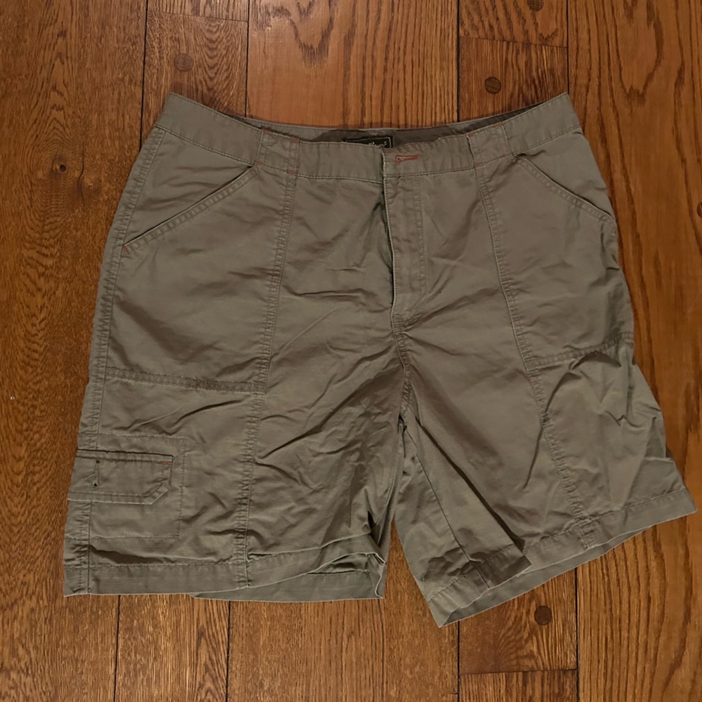 EDDIE BAUER men’s shorts cargo khaki utility hiking pants pockets 100% cotton